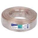 CABLE DUPLEX POLARIZADO TRANSPARENTE PARA BOCINA 22AWG VOLTECK ROLLO 46265