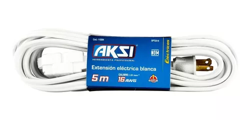 Extensión domestica blanca 5 mt (calibre 16) AKSI 110304