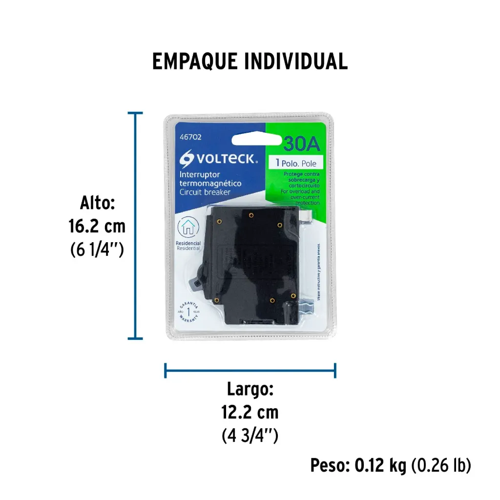 PASTILLA 30A (INTERRUPTOR TERMOMAGNETICO) VOLTECK (TRUPER) 46702
