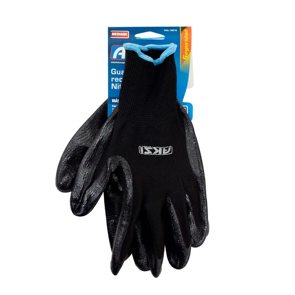 GUANTE DE NYLON RECUBRIMIENTO DE NITRILO MEDIANO AKSI 103715