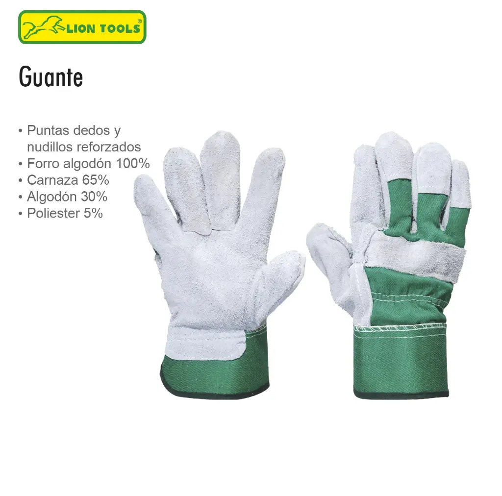 GUANTE CARNAZA Y TELA GRANDE LION TOOLS 0843