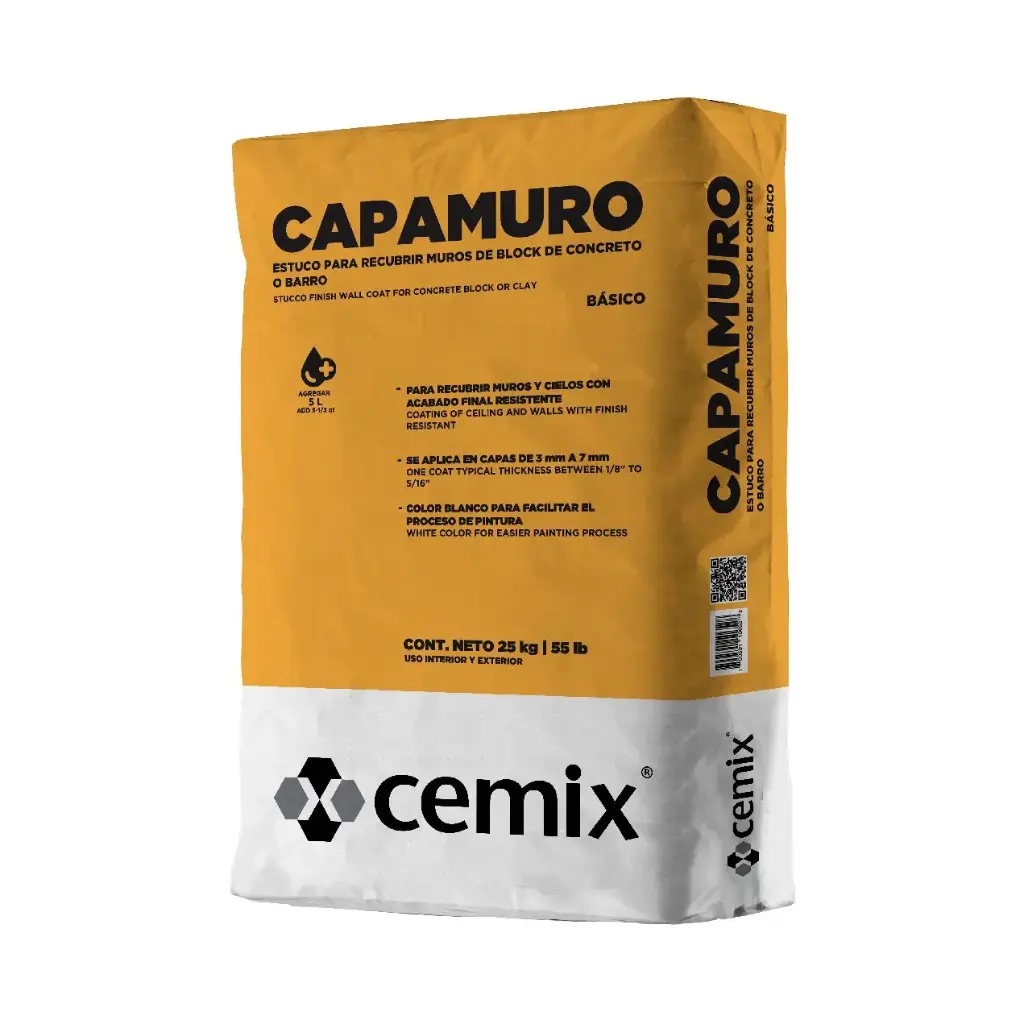 CAPAMURO ESTUCO BULTO EMPAQUE AMARILLO 25KGS CEMIX BCAP25