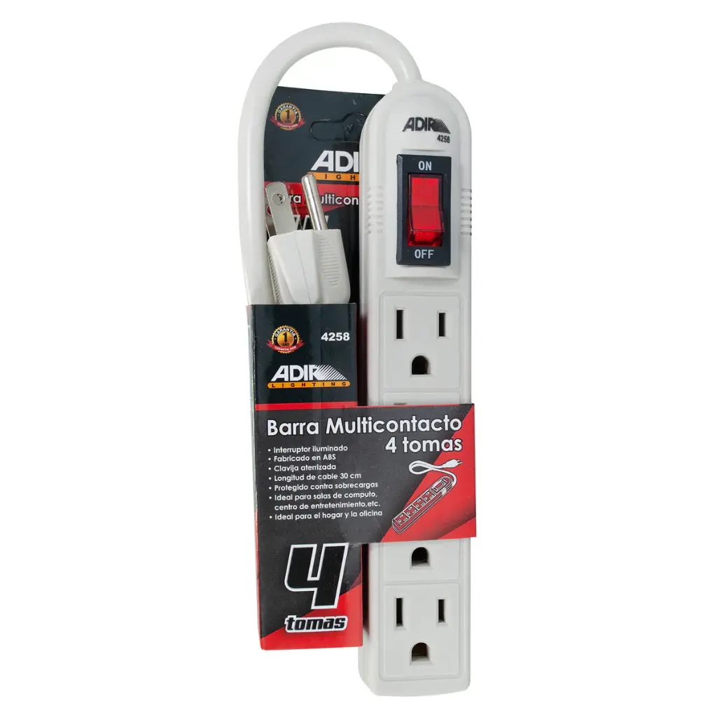 MULTICONTACTO 4 TOMAS CABLE 3 MTS LARGO MAVRIK ADIR 8764