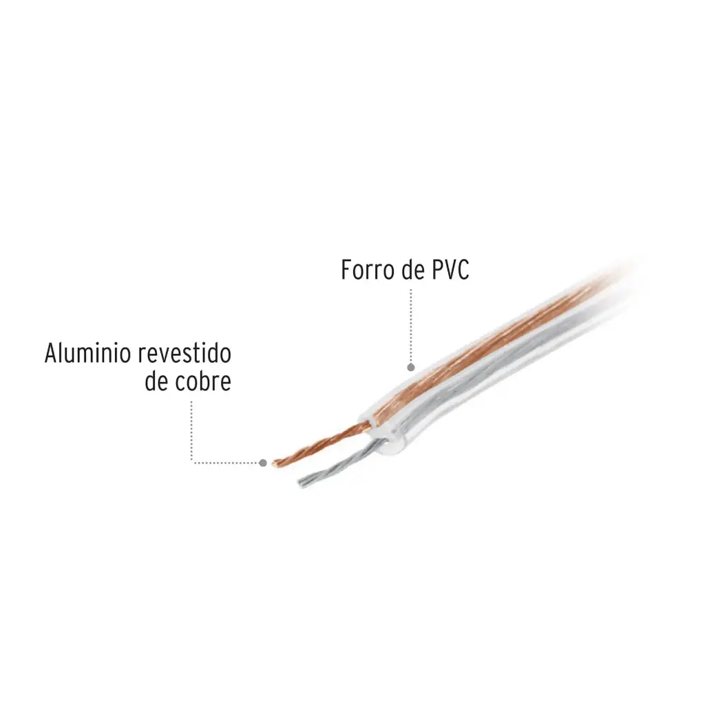 CABLE DUPLEX POLARIZADO TRANSPARENTE PARA BOCINA 22AWG VOLTECK 046265