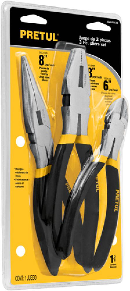 JUEGO DE 3 PINZAS CORTE 8" PRETUL (TRUPER) 23975