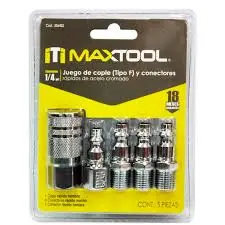 [306402] juego de cople F y conectores de acero cromado 5 pzs MAXTOOL  AKSI 306402