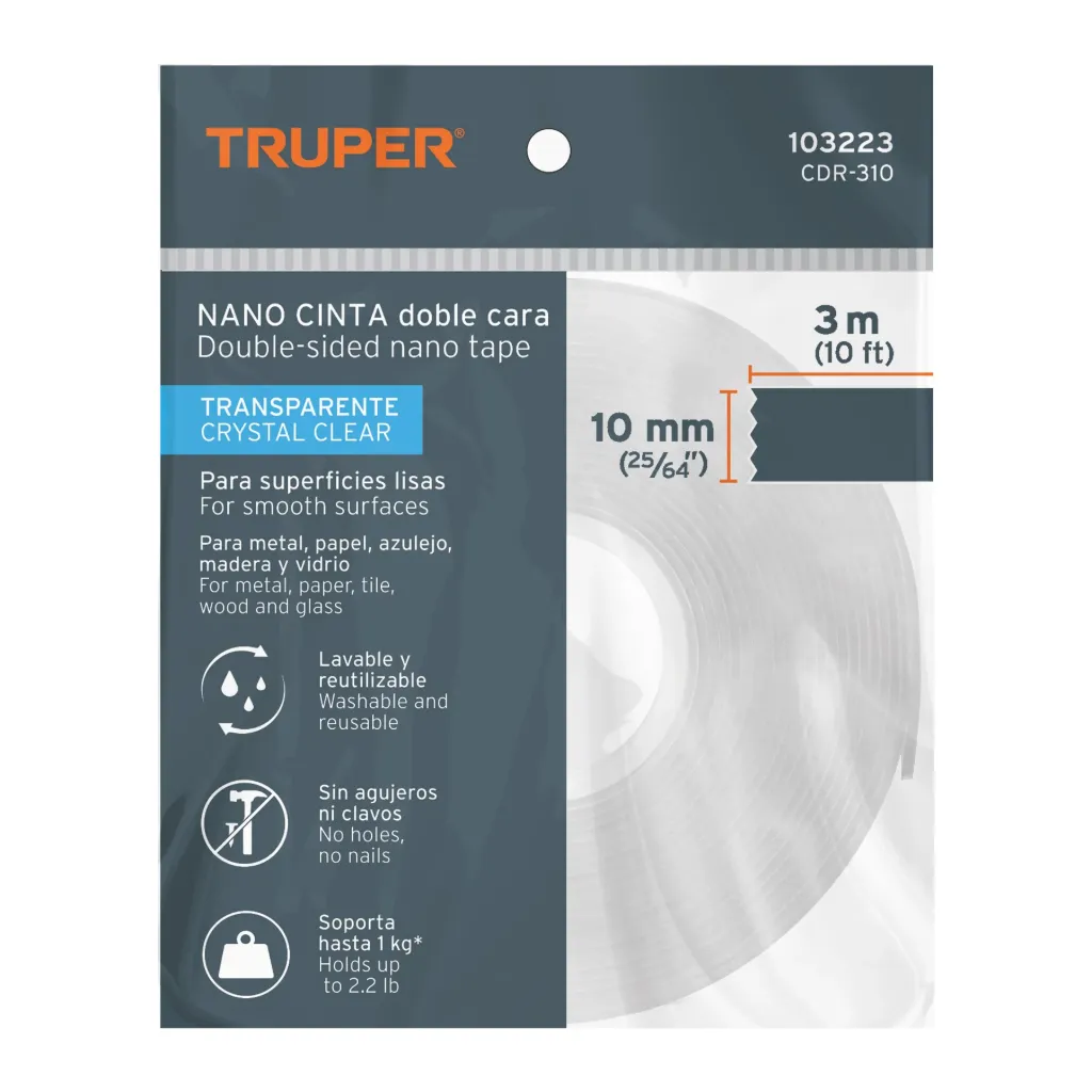 CINTA NANO DOBLE CARA 10MM TRANSPARENTE 103223 TRUPER