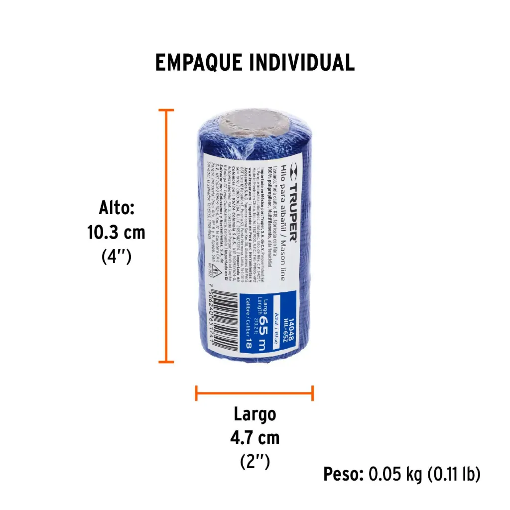 HILO PARA ALBAÑIL AZUL 65m TRUPER 14048