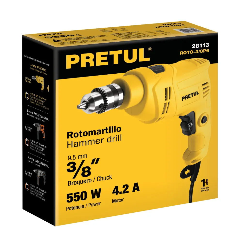 [28113] ROTOMARTILLO 3/8" 550W PRETUL (TRUPER) 28113
