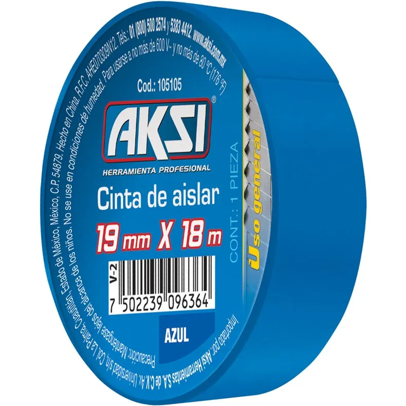 CINTA AISLAR AZUL 19mm x 18m AKSI 105105