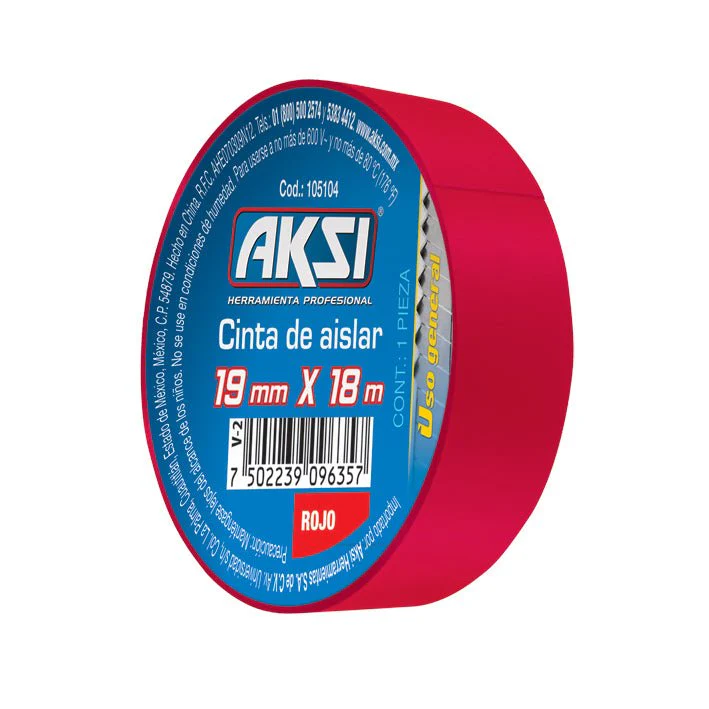 [105104] CINTA AISLAR ROJA 19mm x 18m AKSI 105104