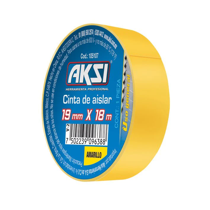 CINTA AISLAR AMARILLA 19mm x 18m AKSI 105107