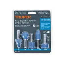 [12444] JUEGO DE 5 PIEDRAS MONTADAS ZANCO 1/4" ALTO RENDIMIENTO TRUPER 12444
