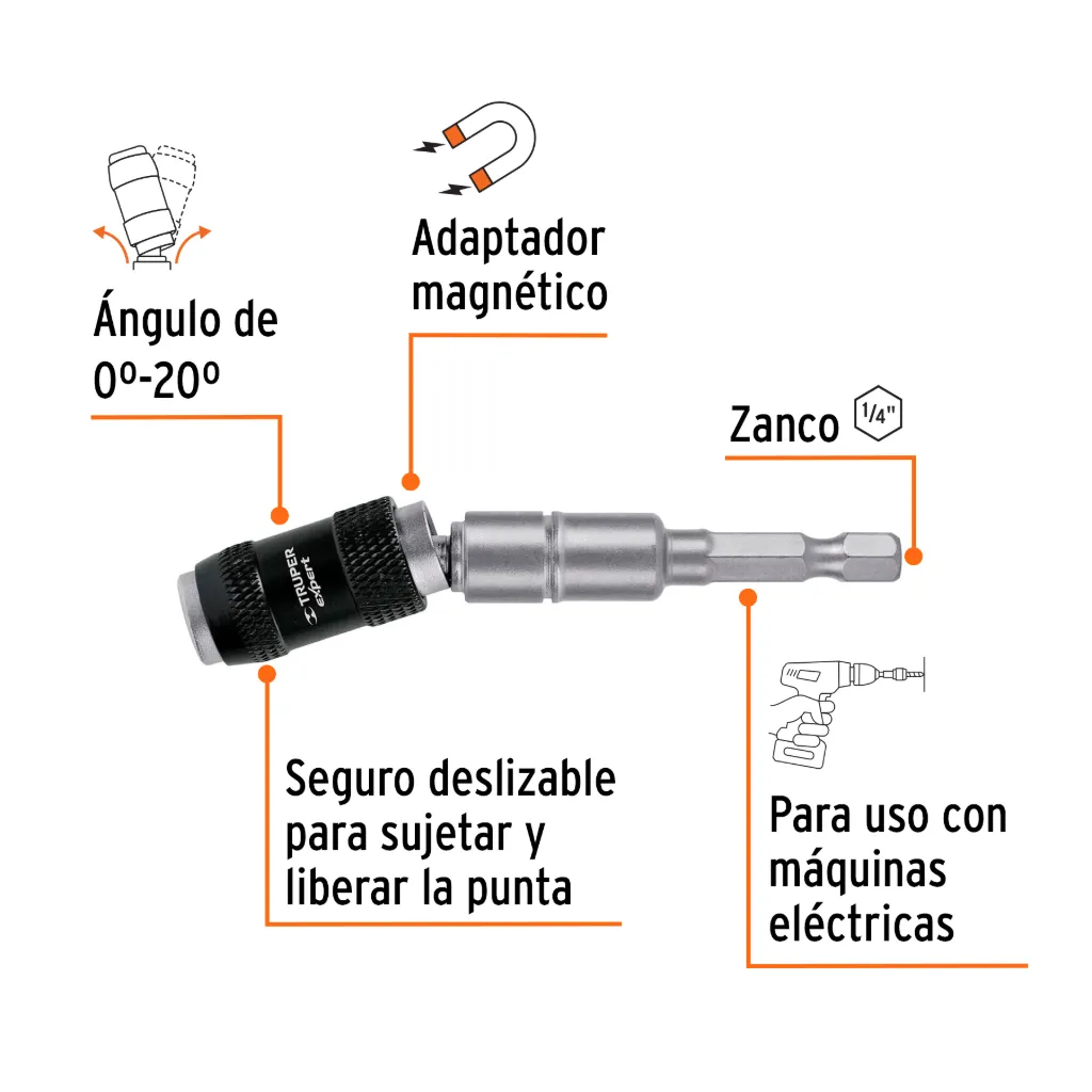 [11875] EXTENSION MAGNETICA ARTICULADA 3½" PARA PUNTAS, TRUPER EXPERT 11875