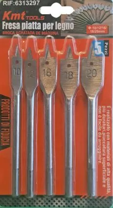 JUEGO DE 5 BROCAS PLANAS DE MANITA MILIMETRICAS, KMT TOOLS 6313297