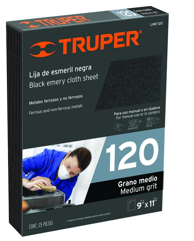 LIJA DE ESMERIL NEGRA GRANO 120 TRUPER 11603