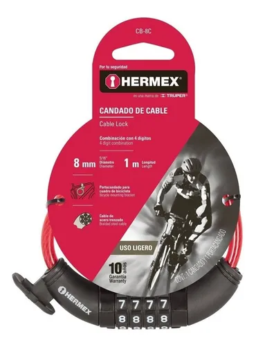 CANDADO DE CABLE 8MM DE COMBINACION 43924 HERMEX