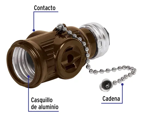 PORTALAMPARA CON DOBLE CONTACTO Y CADENA 46512 VOLTECK