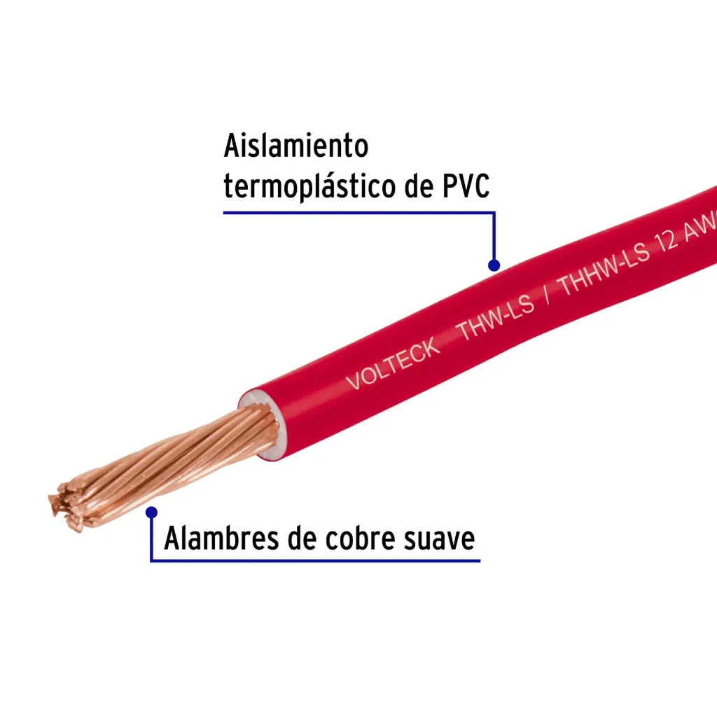 CABLE ELECTRICO CAL. 12 COLOR ROJO METRO VOLTECK (TRUPER) 46060
