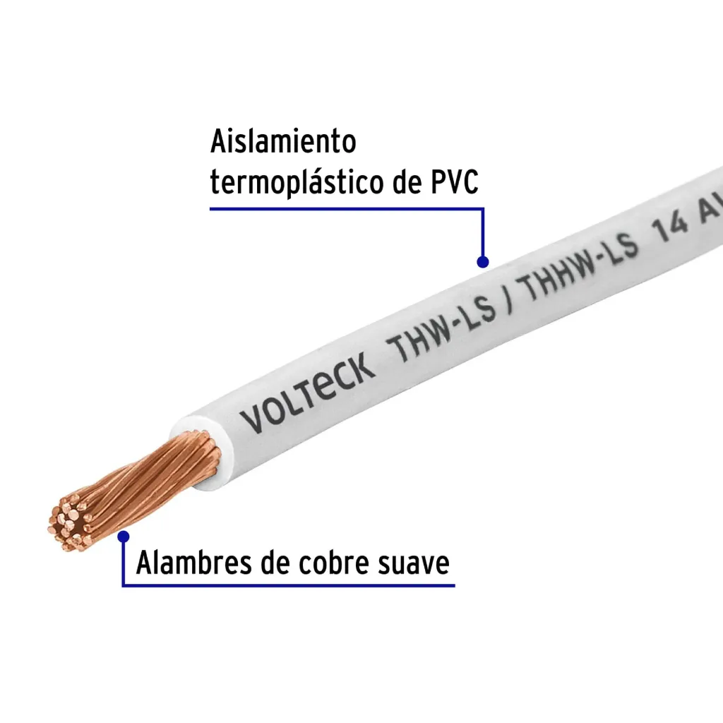 CABLE ELECTRICO CAL. 14 COLOR BLANCO METRO VOLTECK (TRUPER) 46057