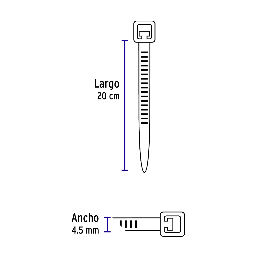 CINCHO 4.5MM 20CM NEGRO 50PZ  VOLTECK (TRUPER) 44326
