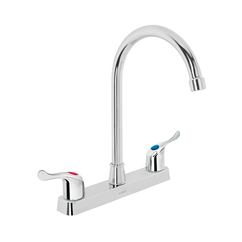 MEZCLADORA  8" FREGADERO, ABS, CUELLO CURVO, PALANCA, FOSET BASIC (TRUPER) 48194