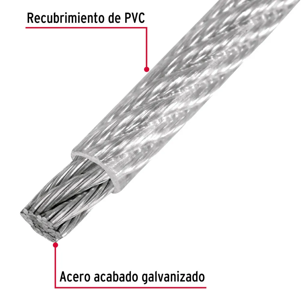 [44219] CABLE DE ACERO GALV RECUBIERTO DE PCV 7X7 HILOS 1/8 FIERO (TRUPER) 44219