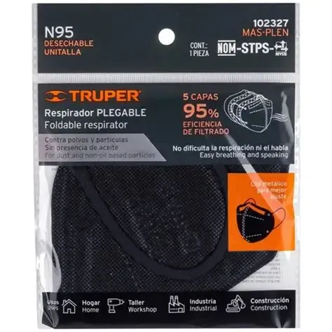 CUBREBOCAS N95 PLEGABLE COLOR NEGRO 102327 TRUPER