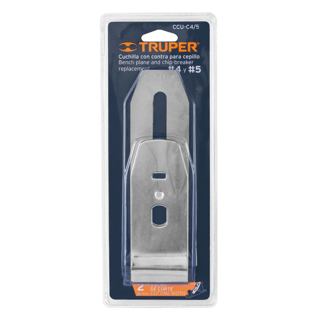 CUCHILLA Y CONTRA PARA CEPILLO DE CARPINTERO #4 Y #5, TRUPER 12042