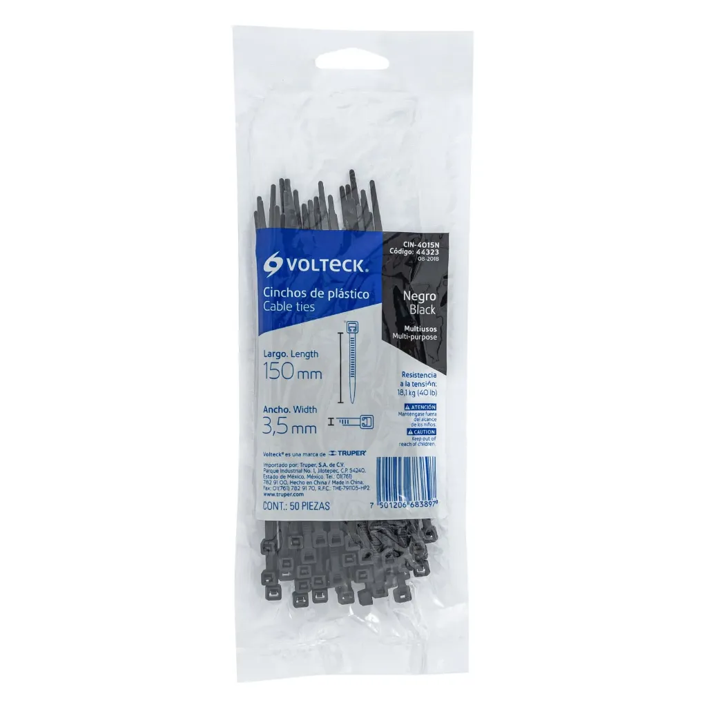 CINCHO 3.5MM 15CM NEGRO VOLTECK (TRUPER) 44323