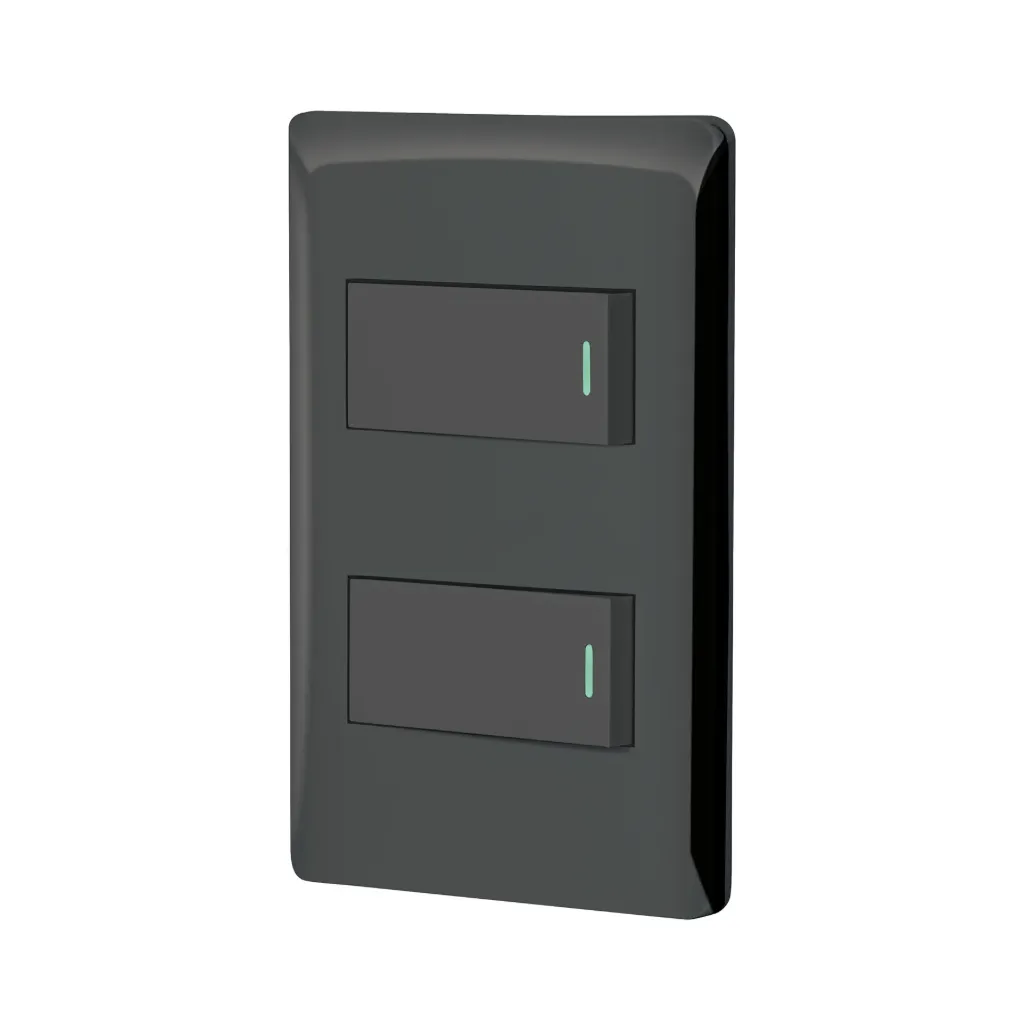 PLACA ARMADA NEGRA CON 2 INTERRUPTORES 1MODULO,LISBOA VOLTECK (TRUPER) 47887