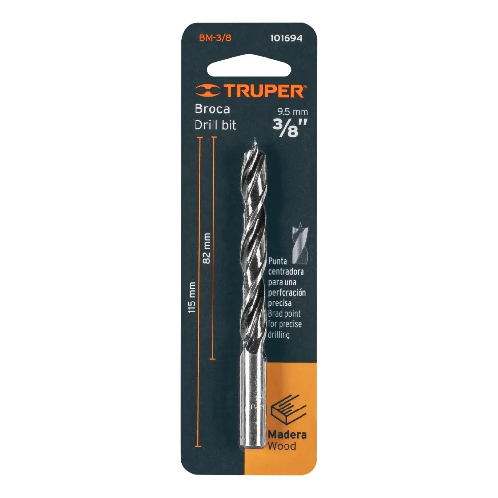 BROCA CON PUNTA CENTRADORA POARA MADERA 3/8",TRUPER 101694