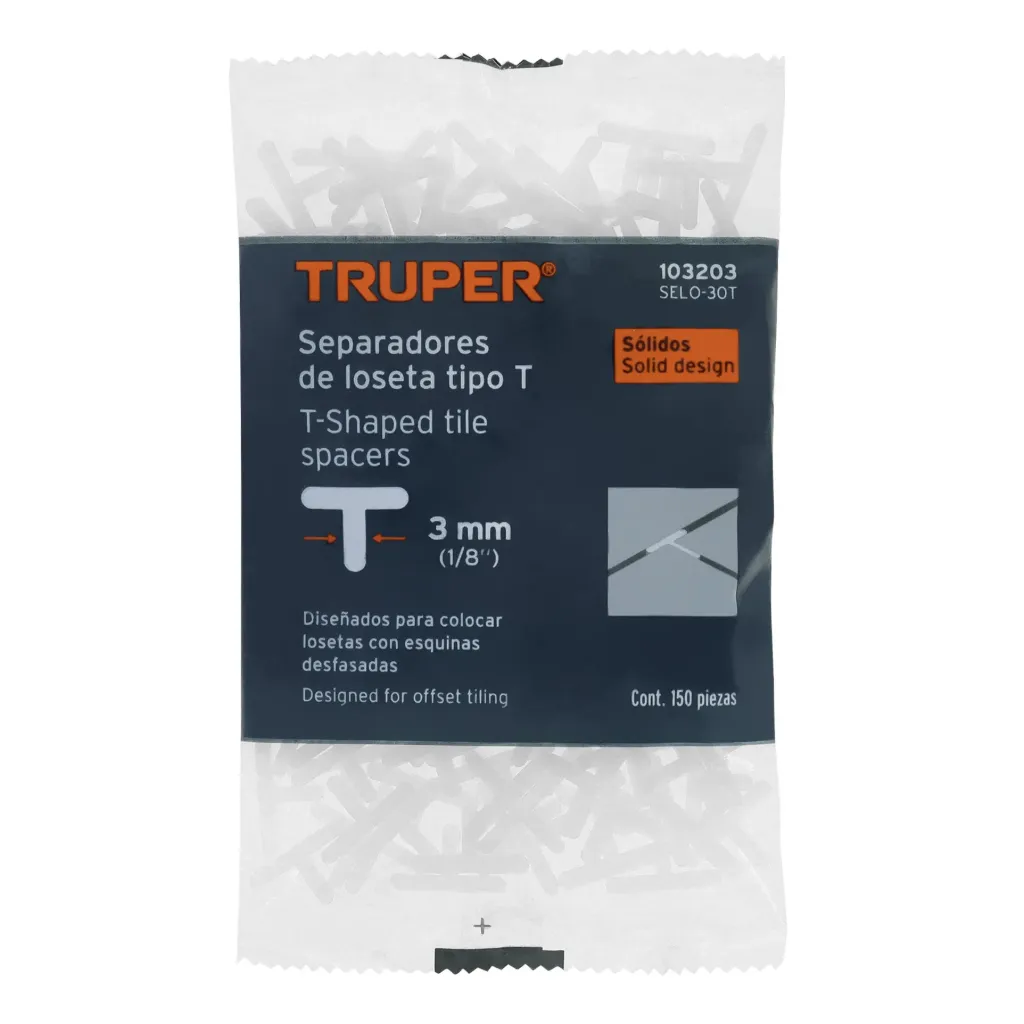 BOLSA CON 150 SEPERADORES "T" DE 3mm DE LOSETAS TRUPER 103203