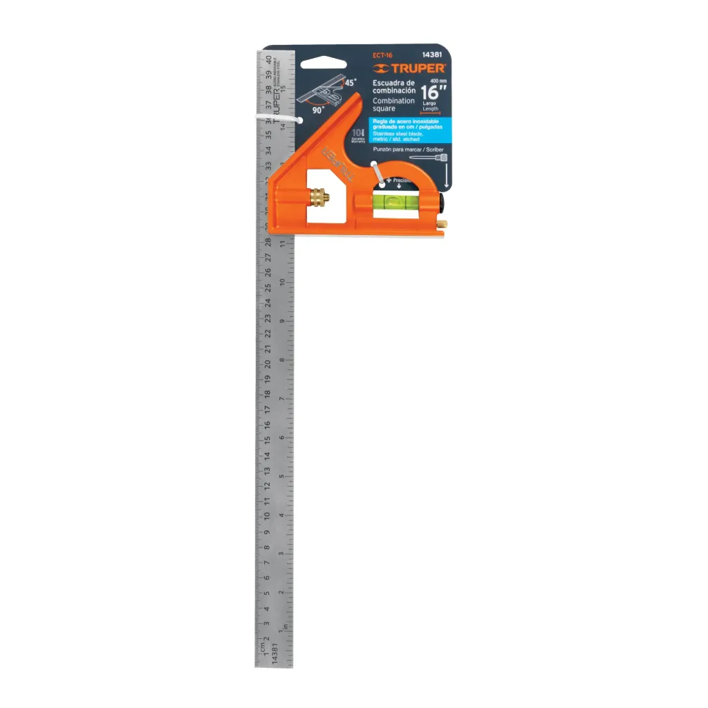ESCUADRA DE 16" CONBINACION CON PUNZON PARA MARCAR  TRUPER 14381