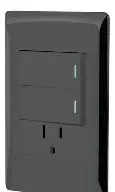 PLACA ARMADA NEGRA 2 INTERRUPTORES Y CONTACTO  1 MODULO LISBOA VOLTECK (TRUPER) 47900