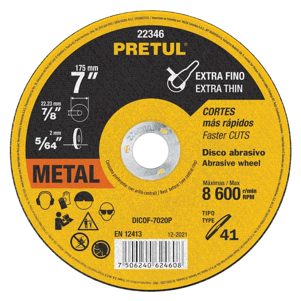 DISCO DE CORTE EXTRAFINO METAL 7" 2MM PRETUL (TRUPER) 22346