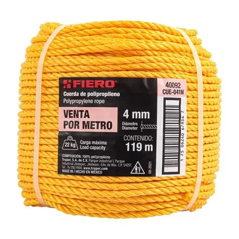 ROLLO CUERDA 4MM POLIPROPILENO (119M) FIERO (TRUPER) 40092