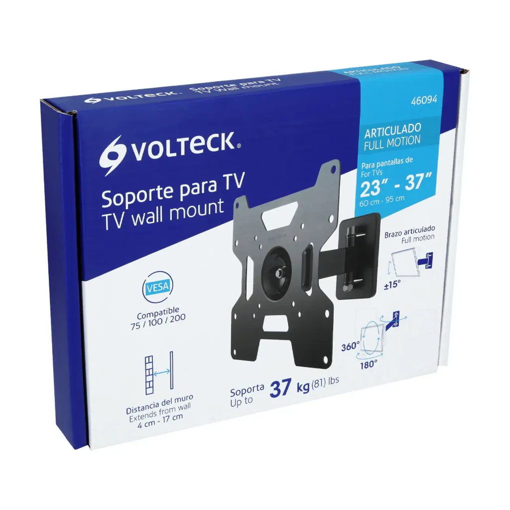 SOPORTE CON TRIPLE MOVIMIENTO ANGULAR Y ARTICULADO PARA PANTALLAS DE 23"-37" VOLTECK (TRUPER) 46094