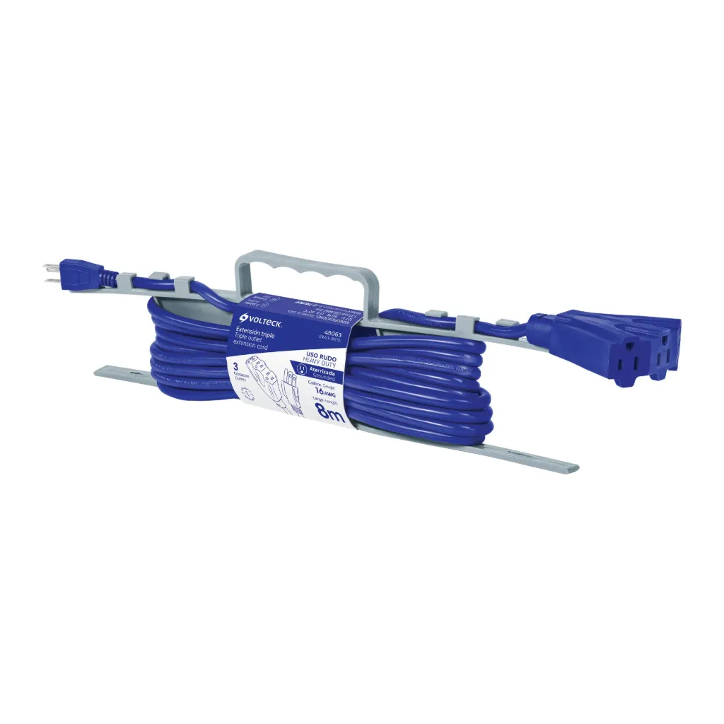 EXTENSION ELECTRICA USO RUDO 3X16AWG 8M TRIPLE TIPO ABANICO VOLTECK (TRUPER) 48063