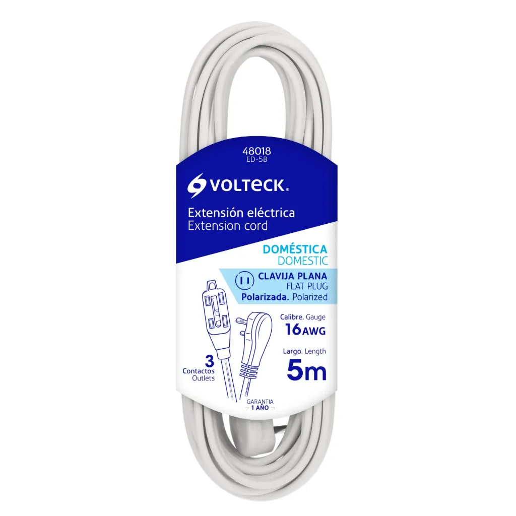 EXTENSION ELECTRICA DOM 5M CLAV PLANA VOLTECK (TRUPER) 48018