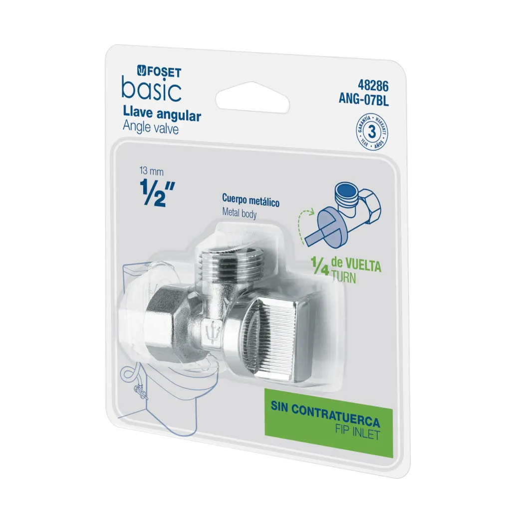LLAVE ANGULAR DE 1/2", 1/4 DE VUELTA BLISTER, FOSET BASIC (TRUPER) 48286