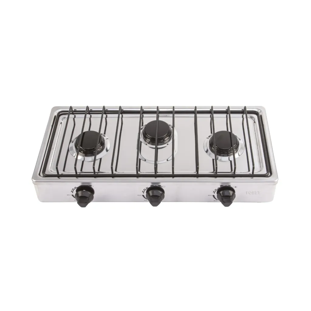 PARRILLA DE GAS DE SOBREPONER 3 QUEMADORES, INOXIDABLE FOSET (TRUPER) 47920