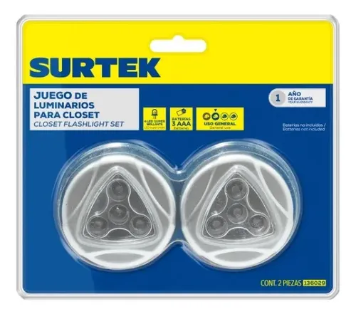 JUEGO DE LUMINARIAS PARA CLOSET 4 LED SURTEK