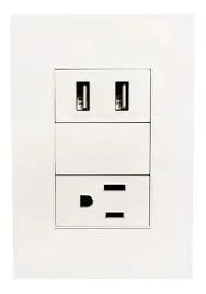 PLACA TOMACORRIENTE CON 2 PUERTOS USB BLANCO AFER PLATOMUSB
