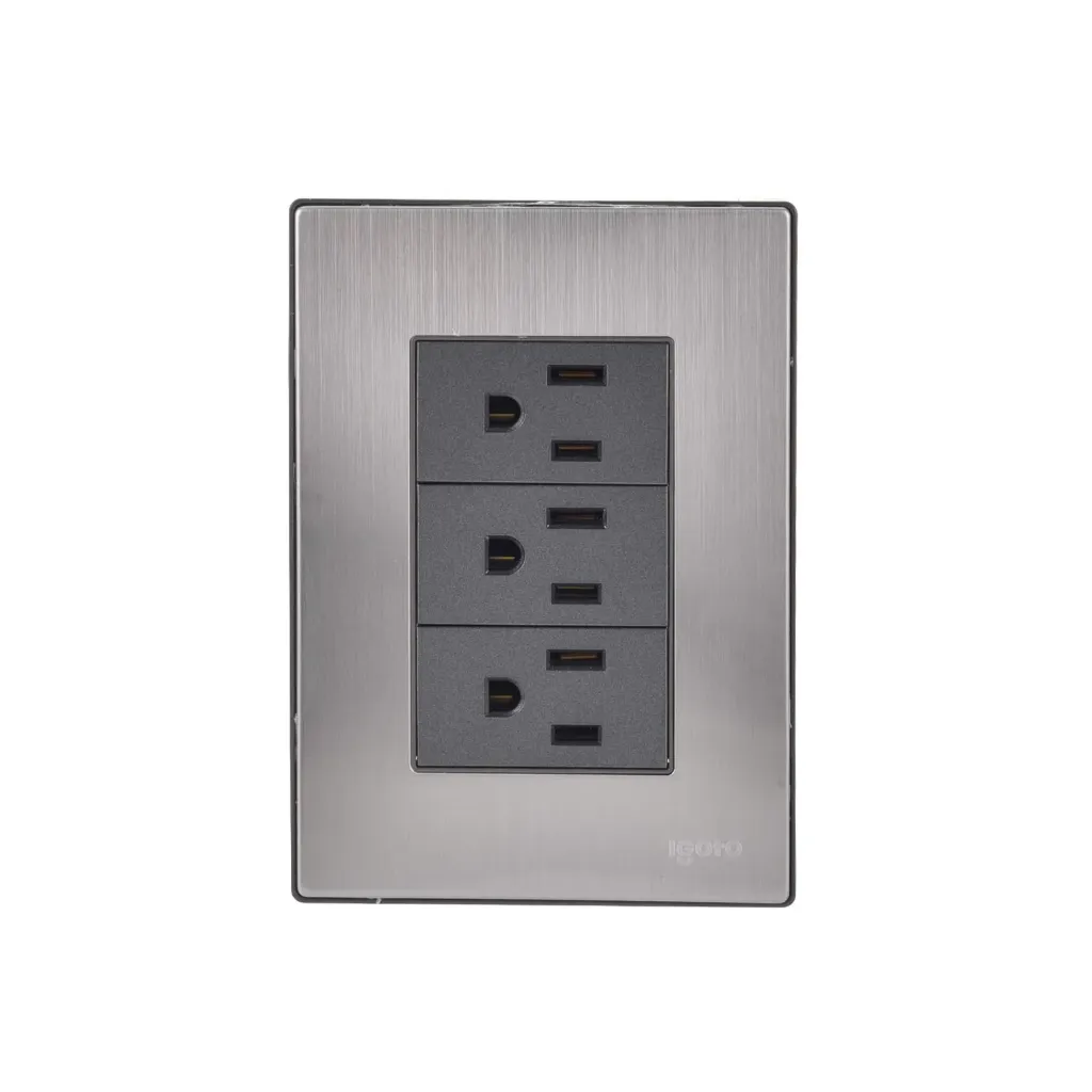 PLACA 3 CONTACTOS ATERRIZADOS INOX OXFORD IGOTO, INOX2004