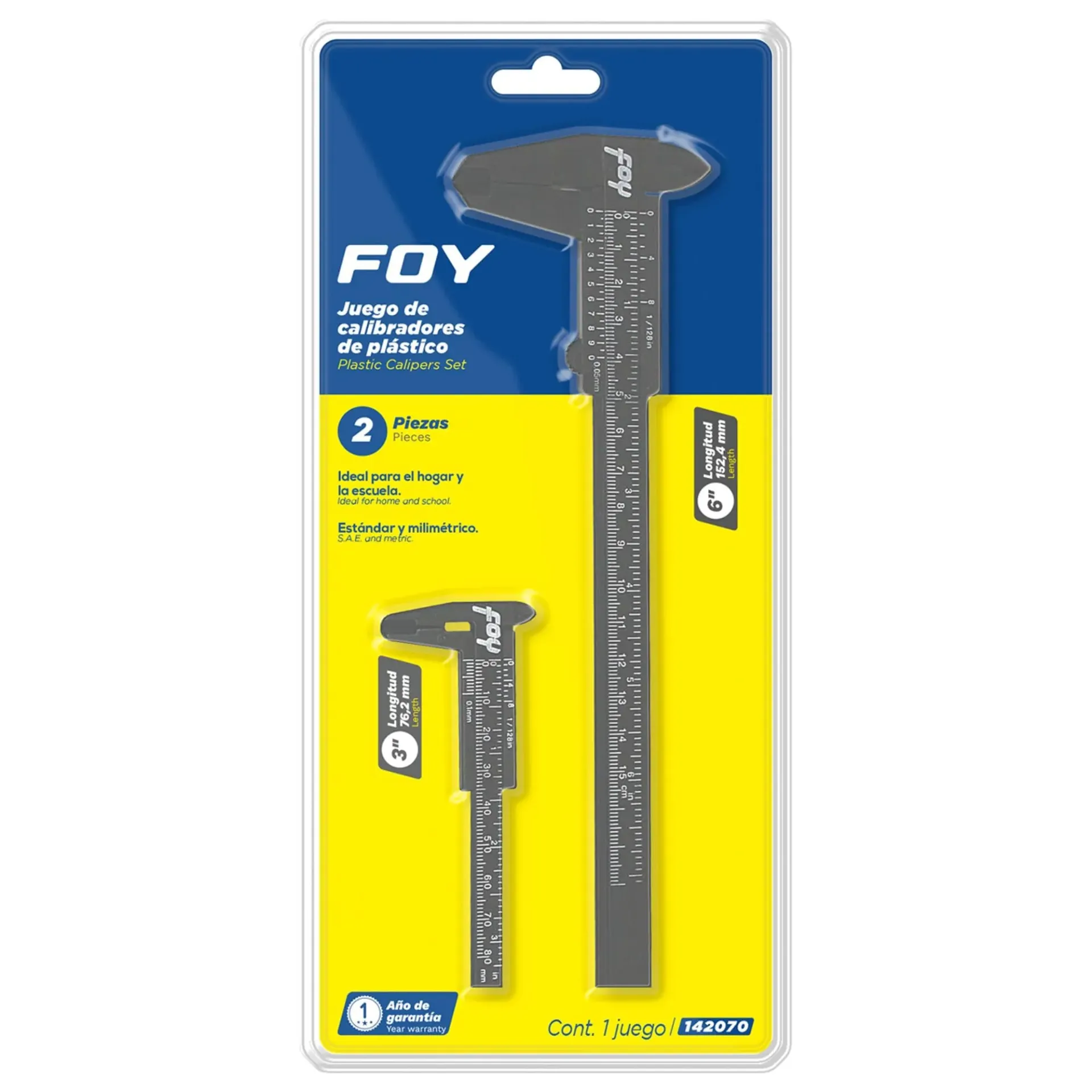 CALIBRADOR VERNIER JGO 2PZS PLAST FOY 142070