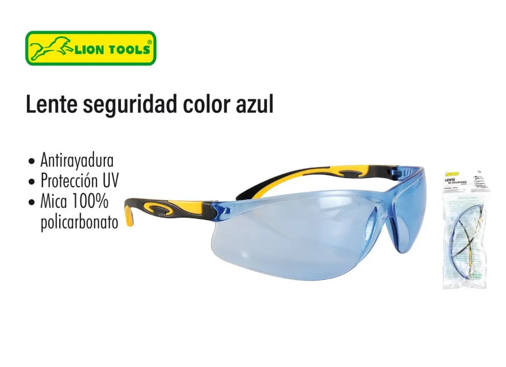 LENTE DE SEGURIDAD AZUL LION TOOLS 2920