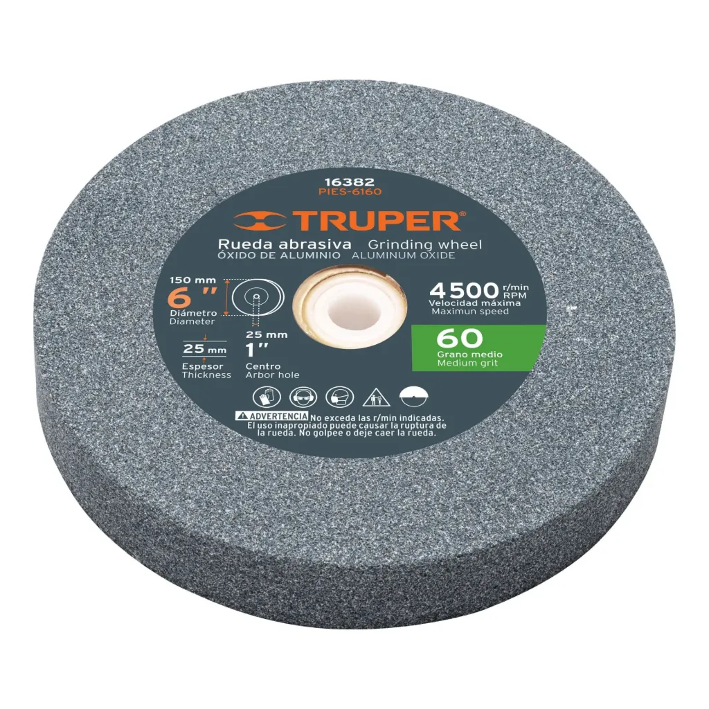 [16382] Rueda abrasiva p/esmeril 6'x25mm, óxido aluminio, grano 60 Truper 16382