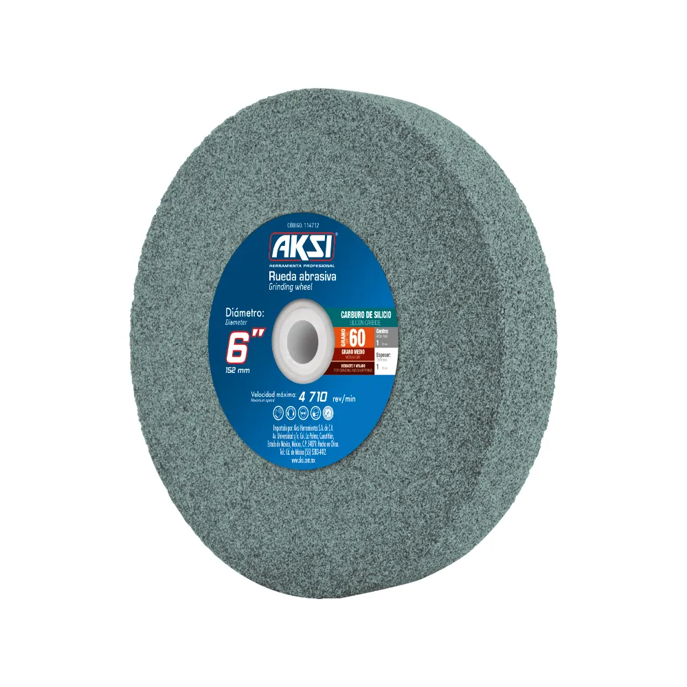 RUEDA ABRASIVA P/ ESMERIL CARBURO SILICIO 6" x 1" x 1" GRANO 60 AKSI 114712