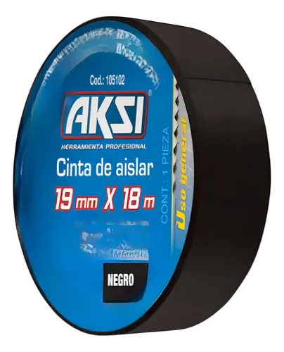 CINTA DE AISLAR NEGRA 19mm x 18m, AKSI 105102